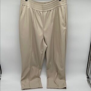 Maison d’ Amelie Faux Leather Straight Leg Cream Pants Women Size 14